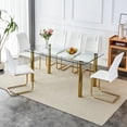 thumbnail image 5 of JHOOTUUO 1 table with 6 chairs  transparent tempered glass tabletop  thickness of 0.3 feet  golden metal legs  paired with plastic armless crystal chair  gold-plated metal legs. T-003 TW-, 5 of 27