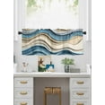 thumbnail image 5 of Valances for Windows Blue Brown Rod Pocket Cafe Window Treatments Valance Curtains for Kitchen Bathroom Laundry Basement Windows 56"x16", 5 of 9