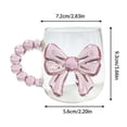 thumbnail image 3 of Cute 3D Bow Glass Mug, Beaded Handle Clear Coffee Cup, Water Cup for Home Decor, 3 of 5
