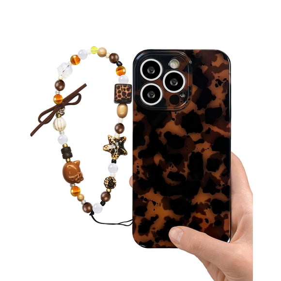 Funda para iPhone 16 Pro Jzzeuose con Estampado de Leopardo y Correa con Charm