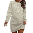 thumbnail image 2 of BLTIBY Christmas Sweatshirt Dress for Women Xmas Print Winter Fall Round Neck Soft Fashion Casual Long Sleeve Pullover Dresses Outfits 2024 Trendy Yellow M, 2 of 3