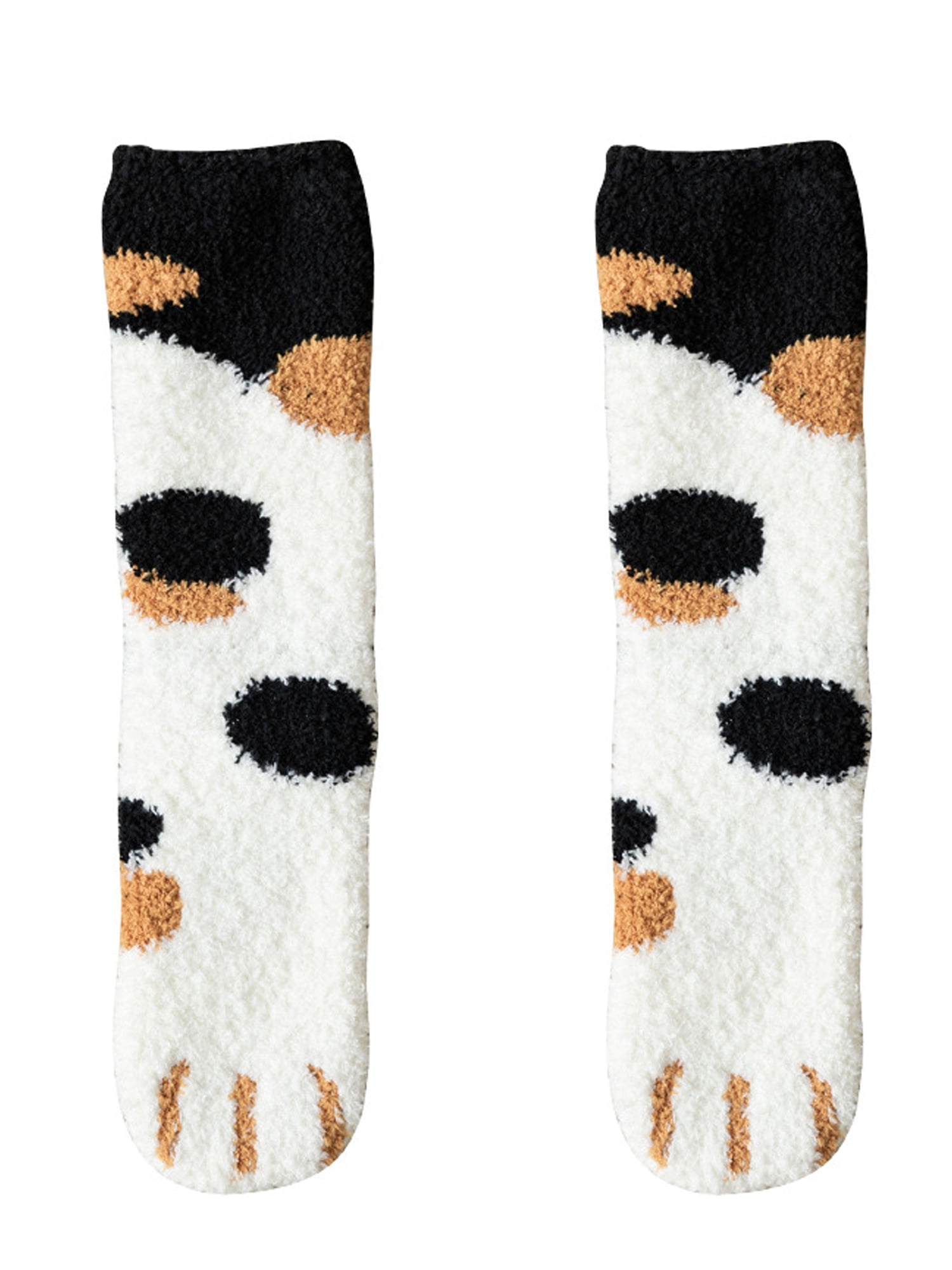 Girls Sleep Winter Plush Women Fleece Floor Claws Thicken Coral Cute Cat Socks