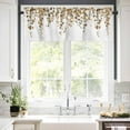 thumbnail image 5 of Brown Eucalyptus Leaves Valances for Windows Watercolor Retro Leaf Rod Pocket Curtain Valance Window Treatment Short Curtains for Kitchen Living Room, 58"x16", 5 of 5