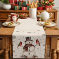 thumbnail image 4 of Burlap Table Runner 90 Inches Long,Merry Christmas Snowman Red Bird Non-Slip Kitchen Table Runners for Dining Room Everyday Use Party Table Decorations Snowflake Holly on Burlap Flax, 4 of 9