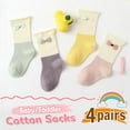 thumbnail image 2 of 4 Pairs Toddler Baby Girl Kids Socks, Cute Bow Soft Cotton Crew Socks, 0~5T, 2 of 7