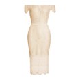 thumbnail image 4 of B91xZ Tenues pour Femmes Formelles Col en V à Volants Fendu Robe de Soirée Longue, Rose TG, 4 of 5