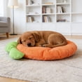 thumbnail image 6 of Kuroiy Round Carrot Shape Pet Bed Mat | Soft Flannel Indoor Cushion for Small Dogs Kittens | Warm Cozy Lint-Resistant Pad | 55x43cm Orange | Easter Gift Decor Durable Easy Care, 6 of 6