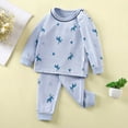 thumbnail image 2 of KPOPLK Little & Big Girls Pjs 2-Piece Long Sleeve Pajamas Outfit Fall Teen Soft Cute Kids PJ Set for Evening Size 7-8 Years,Dark Blue, 2 of 6