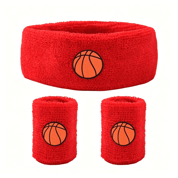 BESTSKY Sports Sweatbands Headband Set for Boys Girls Basketball Wristbands Workout Hairbands for Teens Kids Terry Cloth Wrist Bands Sweat Absorbing Head Bands