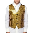 thumbnail image 3 of Sparkly Vest for Boys V-Neck Gold Shiny Dance Vest for Boys Boys Girls Singing Group Show Costume Mardi Gras Dress 5-6 Years, 3 of 6