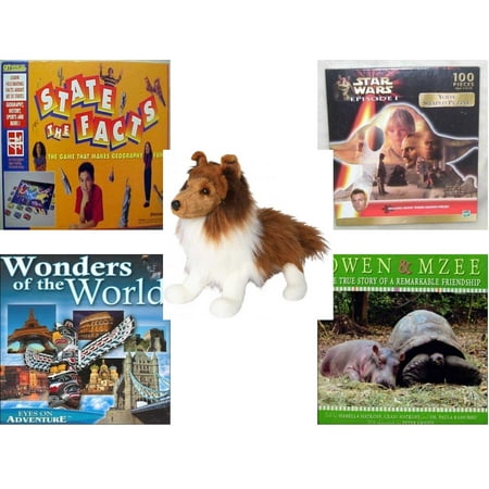Children's Gift Bundle [5 Piece] -  State the Facts The  That Makes Geography Fun! - Star Wars Episode I Yoda Shaped   - Whispy Sheltie 16