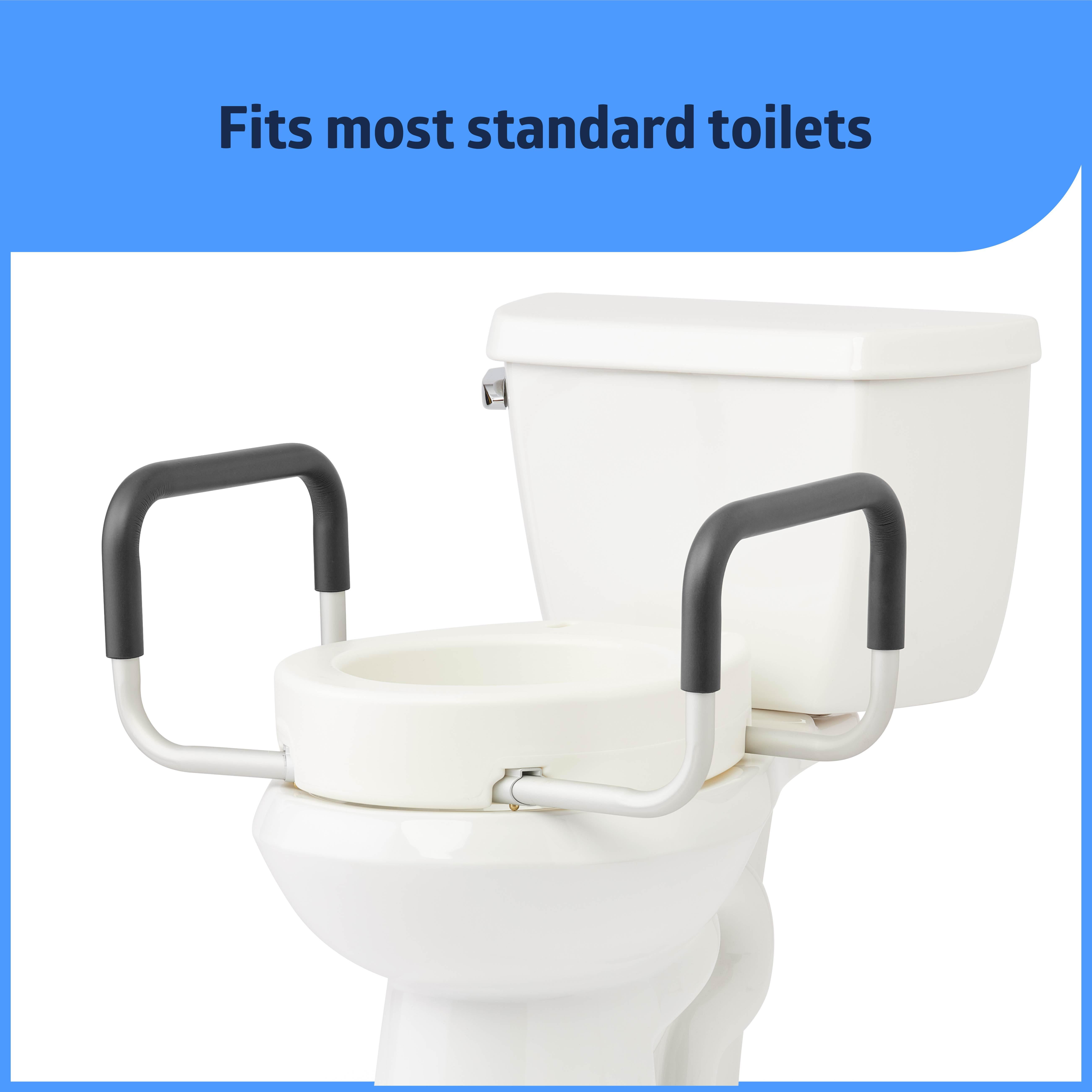Medline Toilet Seat Riser with Arms for Seniors, Fits Most Toilets, 400 lb Weight Capacity, White