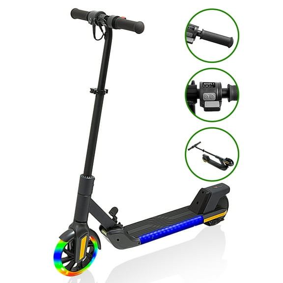 Kids Electric Scooters for Age 6-14 150W Motor LED Display 3-Speed Black
