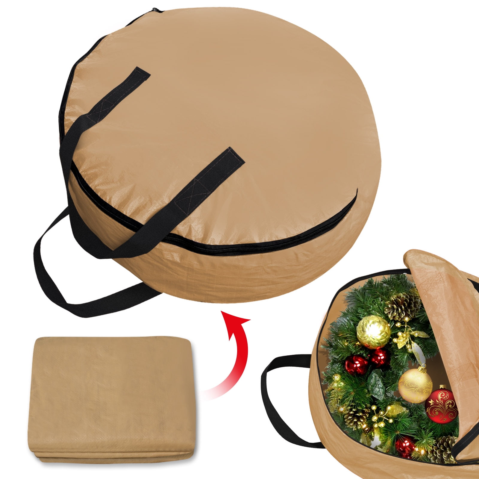 Strong Camel Heavy Duty Christmas Wreath Storage Bag For 24/30Inch Christmas Wreath Bags