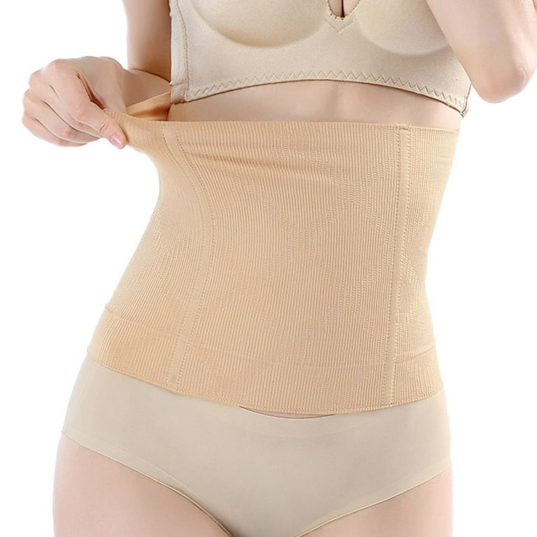 Homgro Women's Tummy Control Waist Trimmer Wrap Stomach Cincher Shaper  Elastic Skinny Shapewear Nude Small 