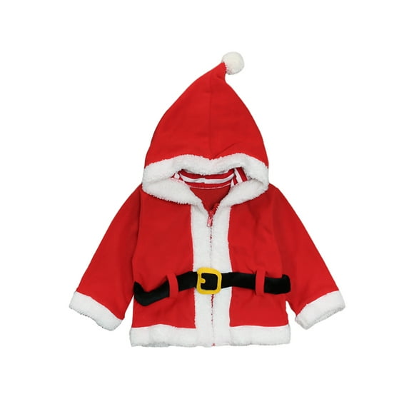 Qmyliery Kids Christmas Santa Jacket, Hooded Long Sleeve Fleece Jacket Gift
