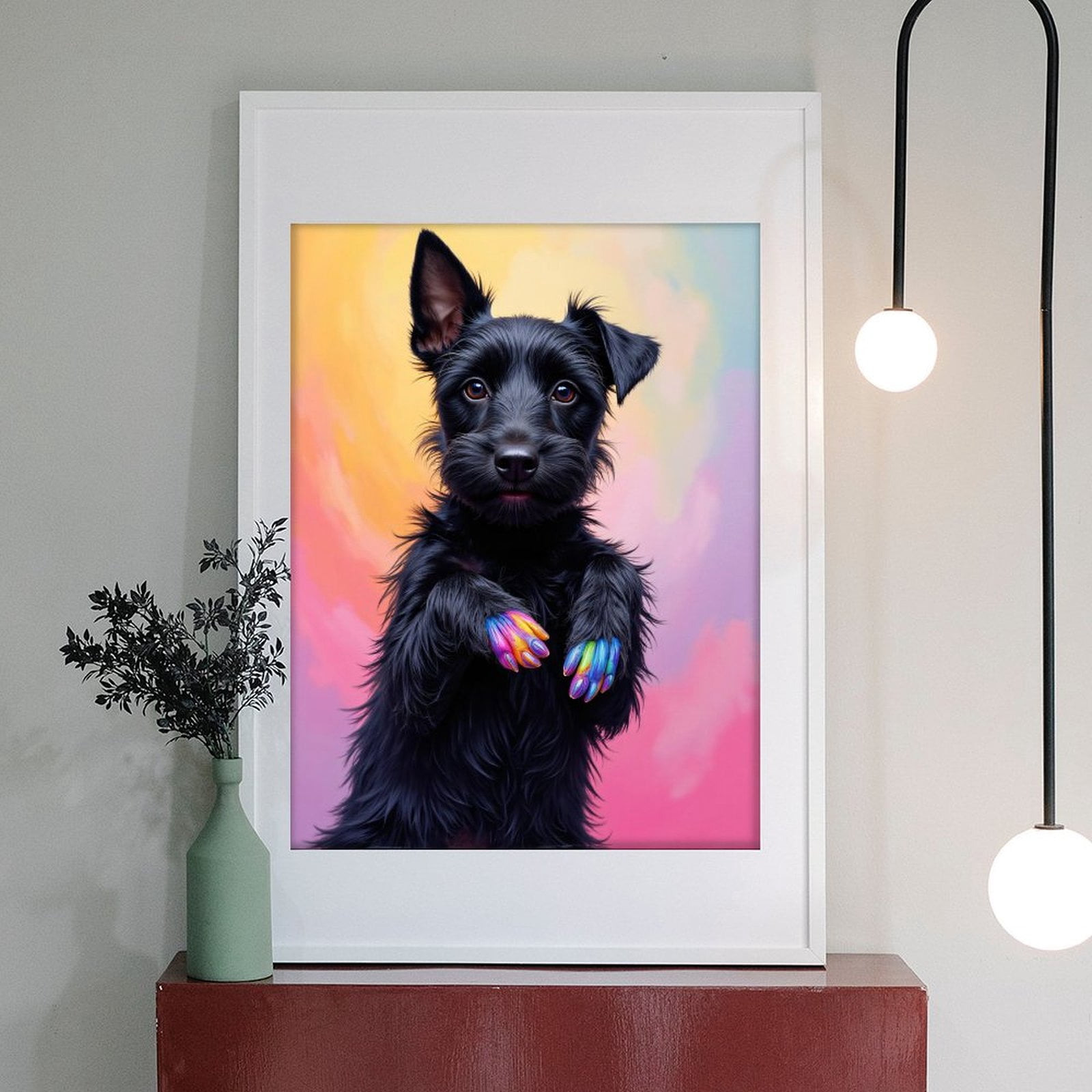 Diamond Art Kit for Adults, Puppy Playful Colorful Paws Pastel Background Diamond Painting for Adults Beginners, DIY Diamond Art Painting Kits, 5D Diamond Painting Crafts for Home Decor 12x16