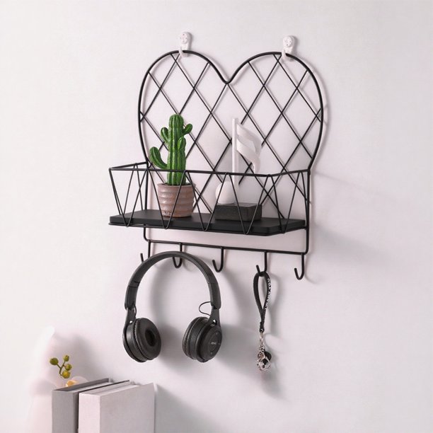 Floating Shelves For Wall Cute Heart Romantic Industial Modern Bedroom Decor Decorative Metal Storage Wall Shelves For Living Room Bathroom Book