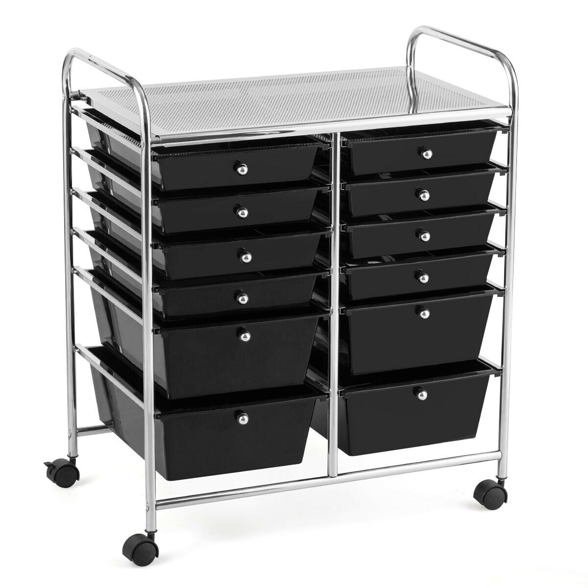 Black WELLFOR 10 Drawer Rolling Storage Cart Tools Scrapbook Stationery Mobile Rolling Storage with Tray Cart Office School Home Organizer