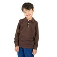 thumbnail image 3 of Leveret Boys Long Sleeve Cotton Polo Shirt Brown 12 Year, 3 of 3