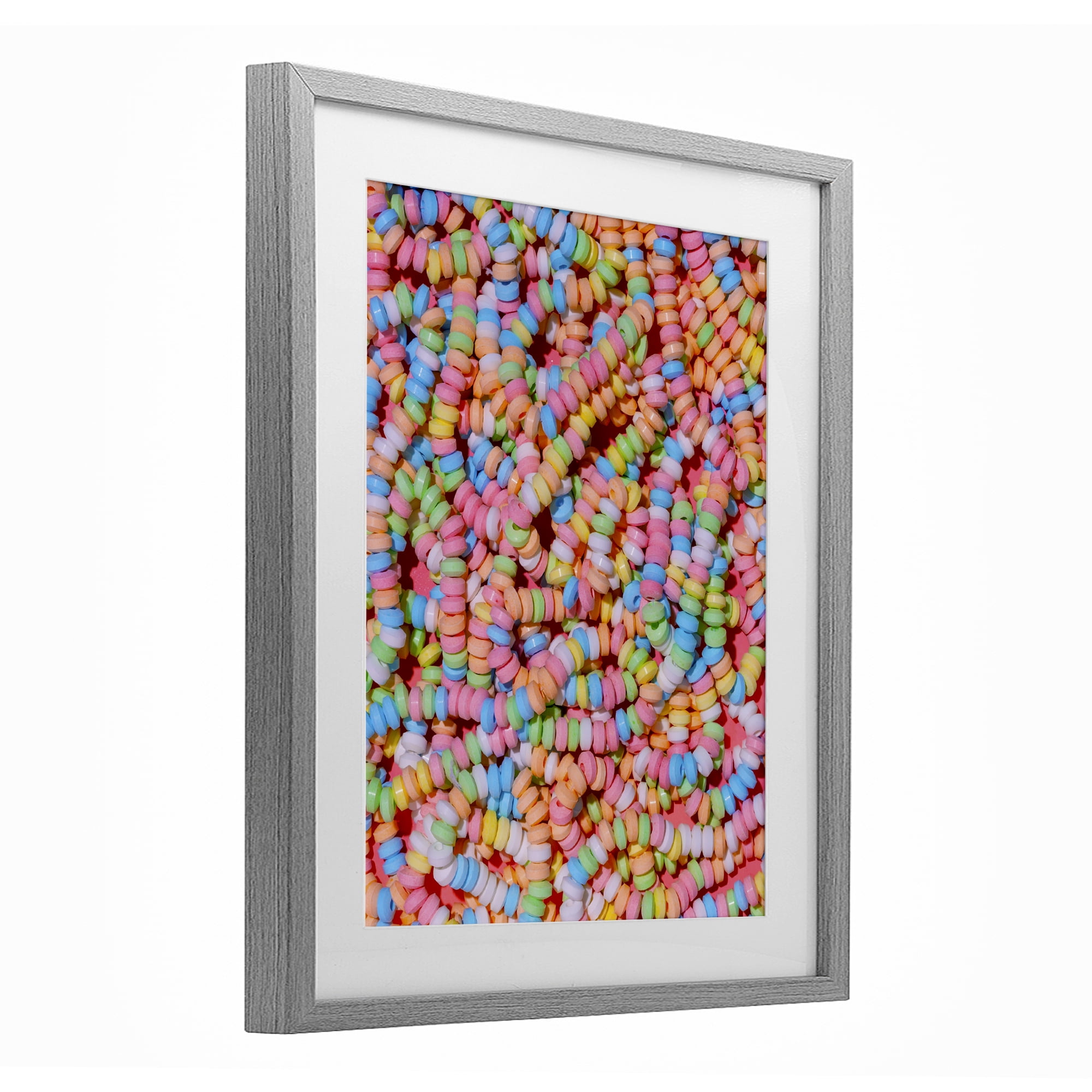 Stupell Industries Pastel Candy Necklace Gray Framed Print Under Glass, design by LISH Creative
