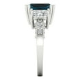 thumbnail image 3 of 4.27 ctw 3 Stone Anniversary Ring for Women | Emerald Cut Natural London Blue Topaz | Hyperallergenic Solid 18K White Gold, 3 of 5
