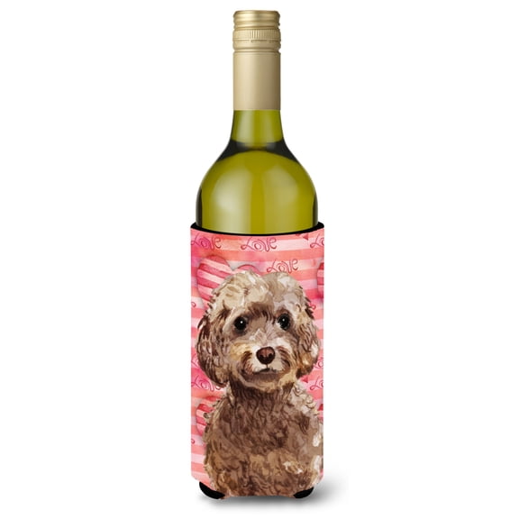 Carolines Treasures BB9479LITERK Brown Cockapoo Love Wine Bottle Beverge Insulator Hugger  Wine Bottle multicolor