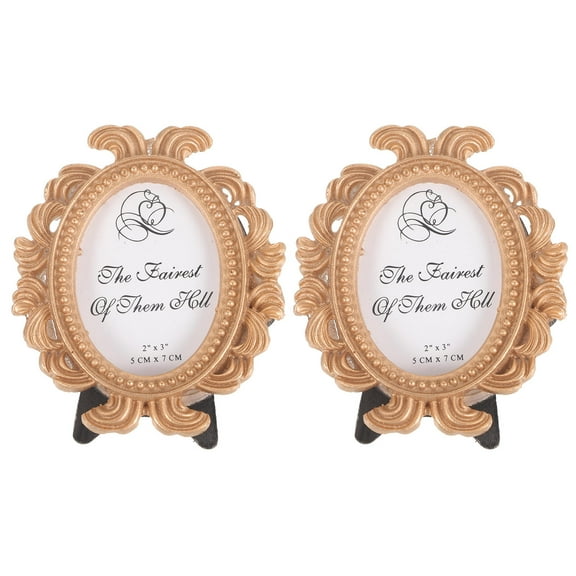 FRCOLOR Golden Resin Photo Frame for Wall and Tabletop Display 2 Pieces Vintage Style