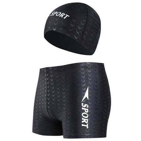 APEXFWDT Swim Jammers for Men with Swimming Cap Competitive Swim Racing Team Swim Shorts Quick Dry UPF 50+ Endurance Long Racing Training Swimsuit