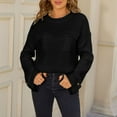 thumbnail image 4 of PMVFHDE Womens Sweaters&nbsp;Solid Color Loose Plus Size Relaxed Knit Pocket Long Sleeve Round Neck Comfort Black，L, 4 of 7