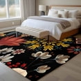 thumbnail image 4 of Bohemia Area Rugs 8'x10', Washable Small Throw Rugs for Living Room Patio, Vintage Boho Floral Flowers Leaves Plants Black Indoor Outdoor Rug Non-Slip Low Pile Carpet Runner Reversible Floor Mats, 4 of 8
