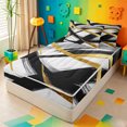 thumbnail image 2 of meiyoeat Black Gold Graffiti Zipper Full Size Comforter Sets with Fitted Sheet and 2 Pillowcases For Kids,Modern Abstract Geometric Zipper Bedding Set For Adults,Black Reversible,4 Pieces, 2 of 7