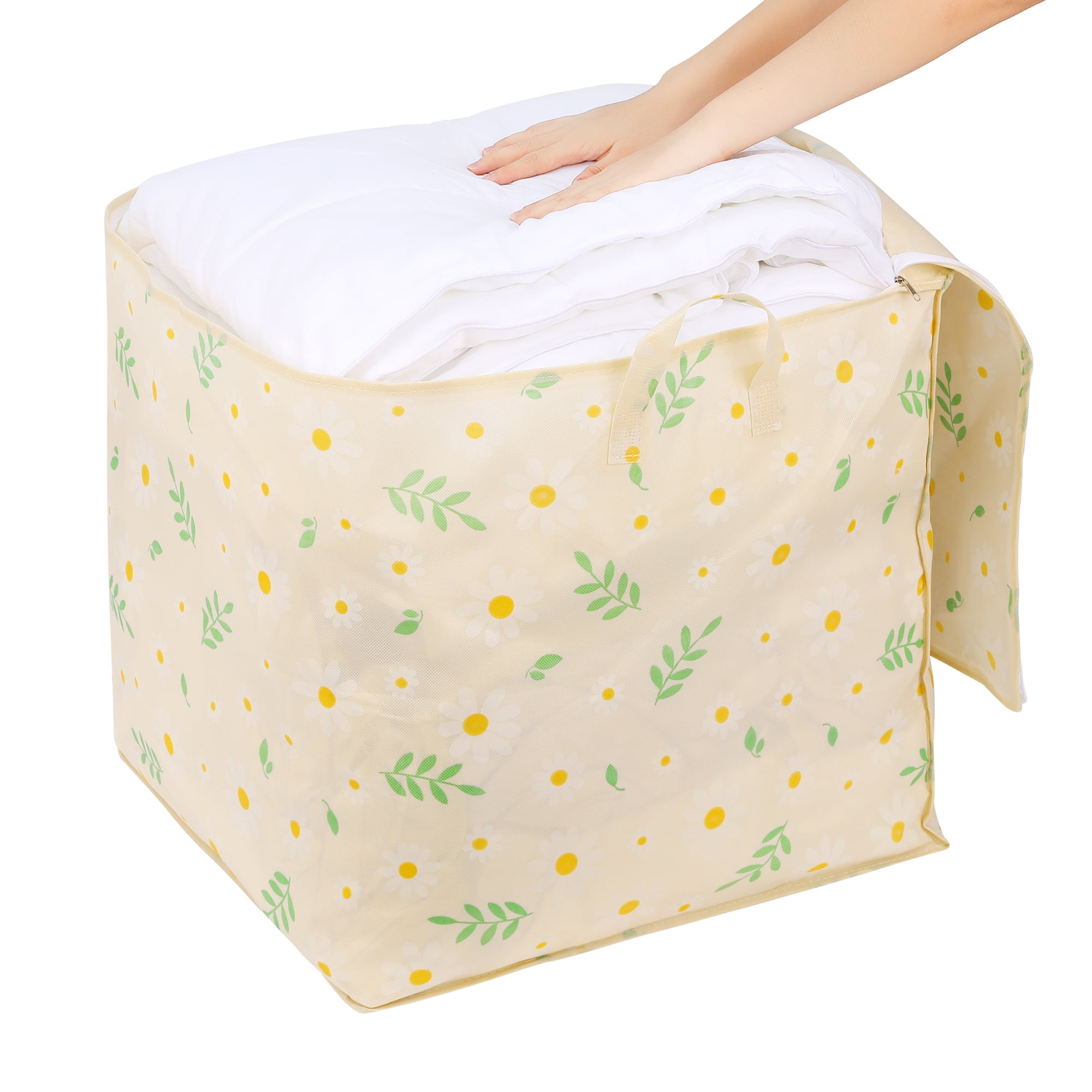Unique Bargains 1 Pc Clothes Storage Foldable Storage Bags Beige 19*19*19in