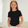 thumbnail image 5 of Mifsaly Girls Ribbed T-Shirts Lettuce Trim Crewneck Short Sleeve Summer Tops Toddler Kids Soft Comfortable Cute Casual Pullover Tee, 5 of 8