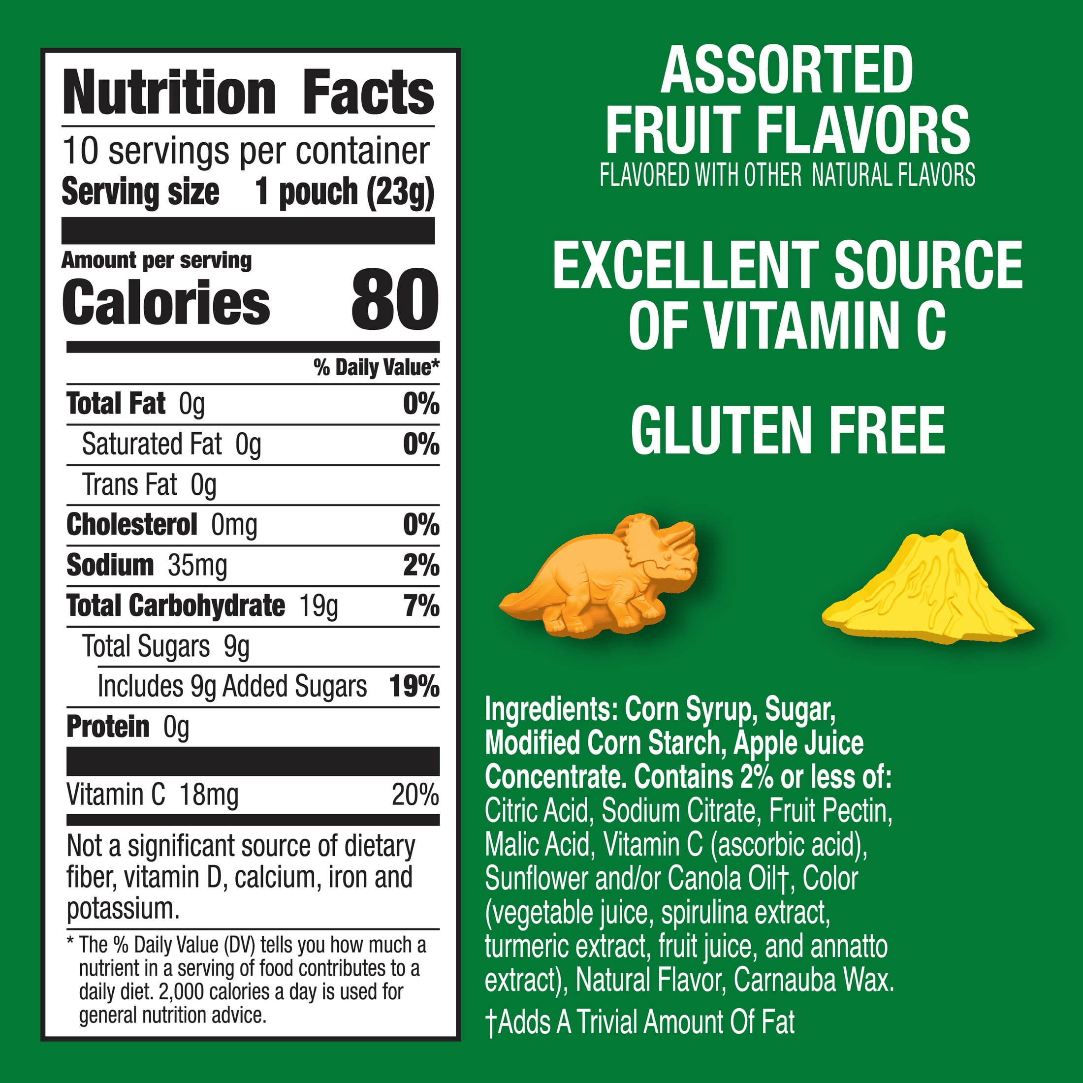 Jurassic World Fruit Flavored Snacks, Gluten Free, Kids Snacks, 10 Ct, 8 oz