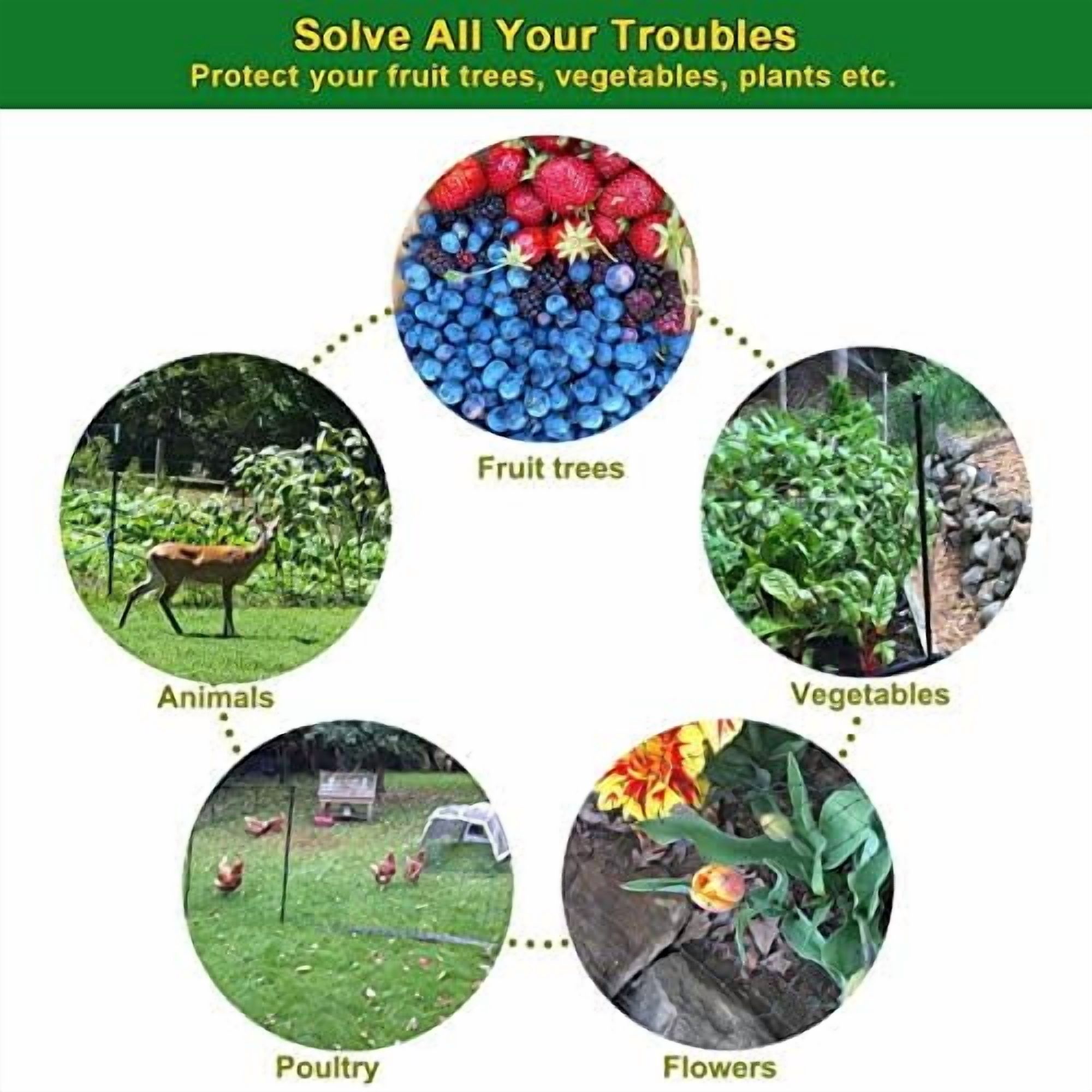 Bird Netting, 13 x 33 FT Heavy Duty Garden Netting Fine Mesh for Protect Fruit Trees, Plants and Vegetables from Birds, Deer, Squirrels and Other Animals