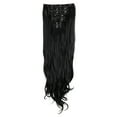 thumbnail image 2 of 24" 7Pcs 16 Clips Long Curly Straight Full Head Clip in Synthetic Hair Extensions Double Weft, 2 of 6