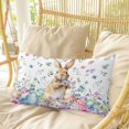 thumbnail image 4 of Bunny Easter Pillow Covers, Linen Long Throw Pillow Case, Spring Floral Rabbits Eggs Farmhouse Holiday Pillow Protector Decorative Cushion Cover for Living Room/Bedroom 20" x 26", 4 of 8