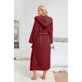 thumbnail image 3 of HEARTNICE Womens Plush Hooded Robe, Soft Fluffy Fleece Long Warm Bathrobes,(Red,S-M), 3 of 5