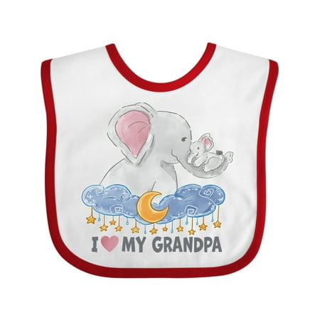 

Inktastic I Love My Grandpa Cute Elephants with Moon and Stars Gift Baby Boy or Baby Girl Bib