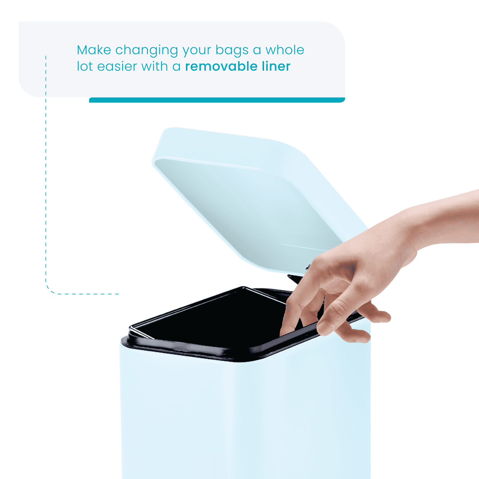 Home Zone Living 1.3 Gallon Slim Stainless Steel Trash Can with Step-On Pedal and Slow-Closing Lid, Powder Blue