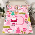 thumbnail image 2 of Castle Fairy Personalized Initial D Twin Sheet Sets 3pcs for Boys Girls,Cartoon Santa Claus Deer Twin Fitted Sheet Microfiber,Merry Christmas Breathable Flat Sheet,Super Cozy Room Decor, 2 of 7