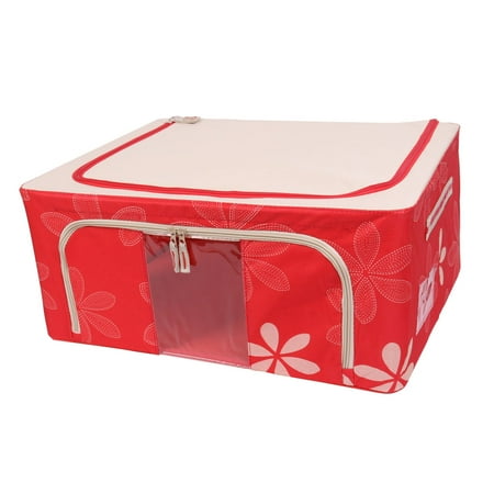 Flower Print Zippered Books Clothes Holder Storage Box Red 50cm X Flower Print Zippered Books Clothes Holder Storage Box Red 50cm X 40cm 22cm