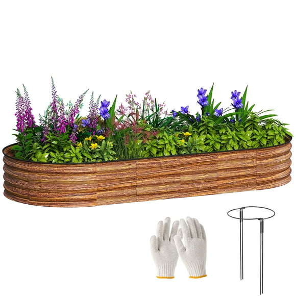 Outsunny Raised Garden Bed, 7' x 3' x 1' Galvanized Planter Box, Brown