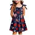 thumbnail image 3 of Ulanda Girls July 4th Dress Red White Blue Toddler Patriotic Outfit American Flag Sundress 2-8 Years (Blue, 4-5 Years), 3 of 6