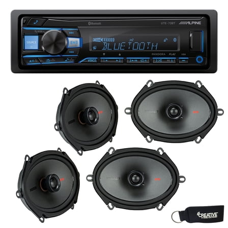 Alpine UTE-73BT Bluetooth Receiver (No CD), and Two Pairs of 44KSC6804 6x8" / 5x7" Coaxial Speakers