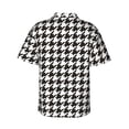 thumbnail image 3 of Balery Houndstooth Black And White Print Men's Hawaiian Shirts Short Sleeve Beach Shirt Relaxed Fit Vacation Button Down Shirts-Small, 3 of 9