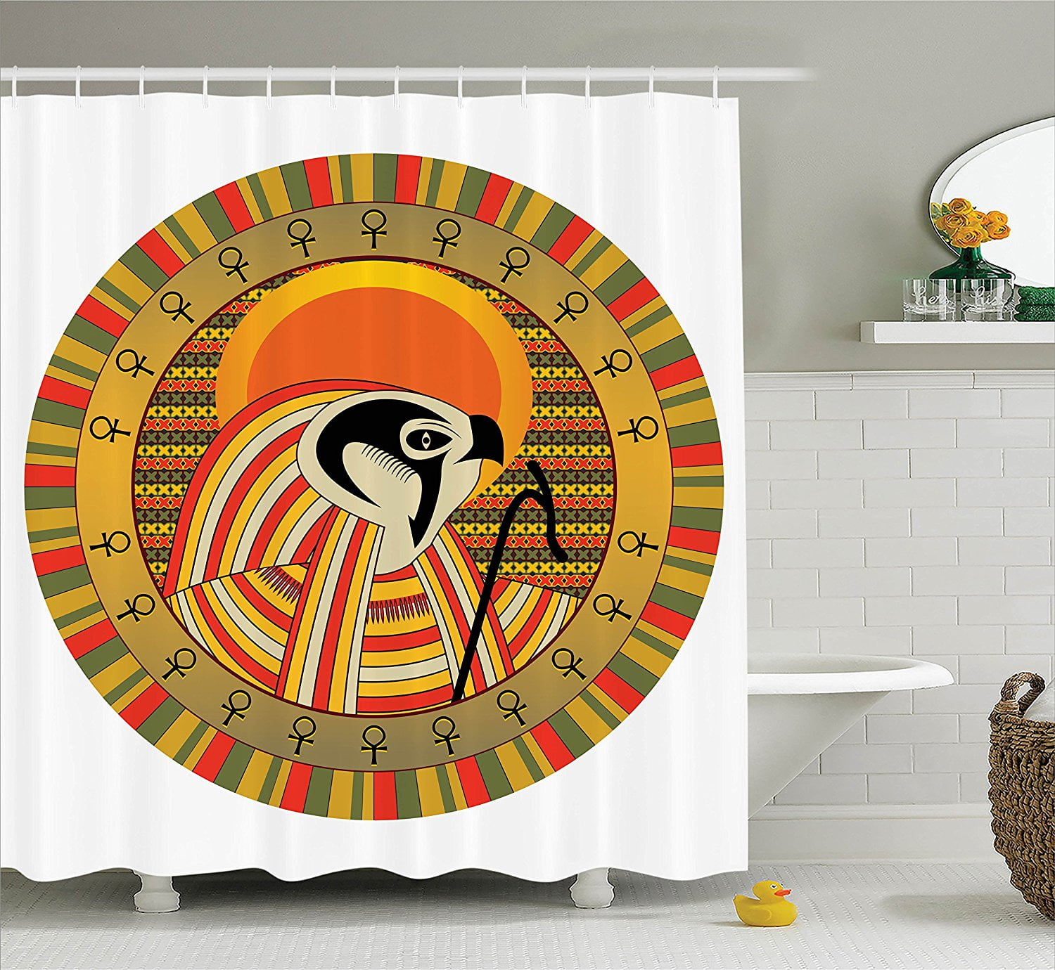 Egyptian Decor Shower Curtain Set By , Ancient Egyptian Sun Ra in