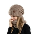thumbnail image 1 of Gorro de lana de color liso para invierno, grueso, cálido, con protección auditiva y contra el frío, de punto, conjunto de dos gorros para mujer., 1 of 5