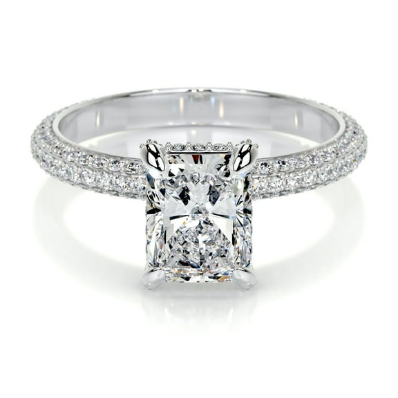 First Jewel Elegant 1.8 Ct Radiant Cut Broad Eternity Band Diamond Ring - Crafted with Lab-Created Simulated Diamonds Set in 14K White Gold Over - Perfect for Birthdays, and Thoughtful Gift for Her